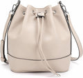 Leather Bucket Bags and Drawstring Crossbody Medium Tote and Handbags with 2 Shoulder Straps.