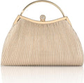 Evening Bag for Women Sparkly Handbag with Chain, Women's Shoulder Bag Pleated Clutch Purse for Wedding, Prom, Party.