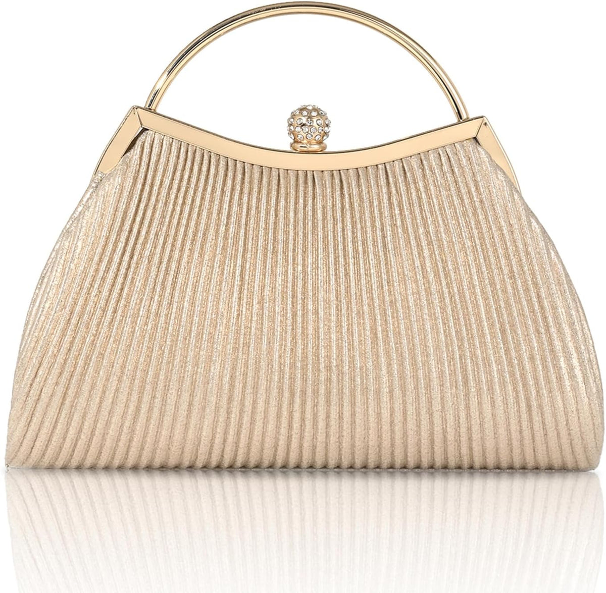 Evening Bag for Women Sparkly Handbag with Chain, Women's Shoulder Bag Pleated Clutch Purse for Wedding, Prom, Party.