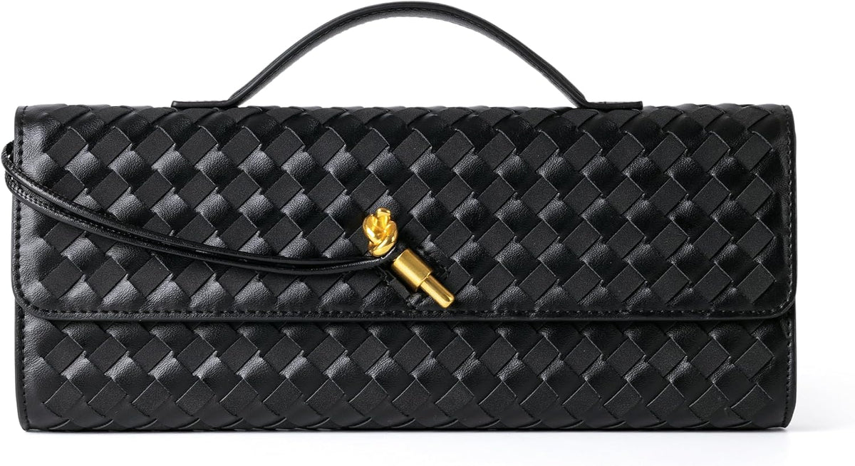 Woven Purse for Women Evening Clutch Woven Leather and Suede Handbags Crossbody Bag Suede Purse Formal Evening Bag.