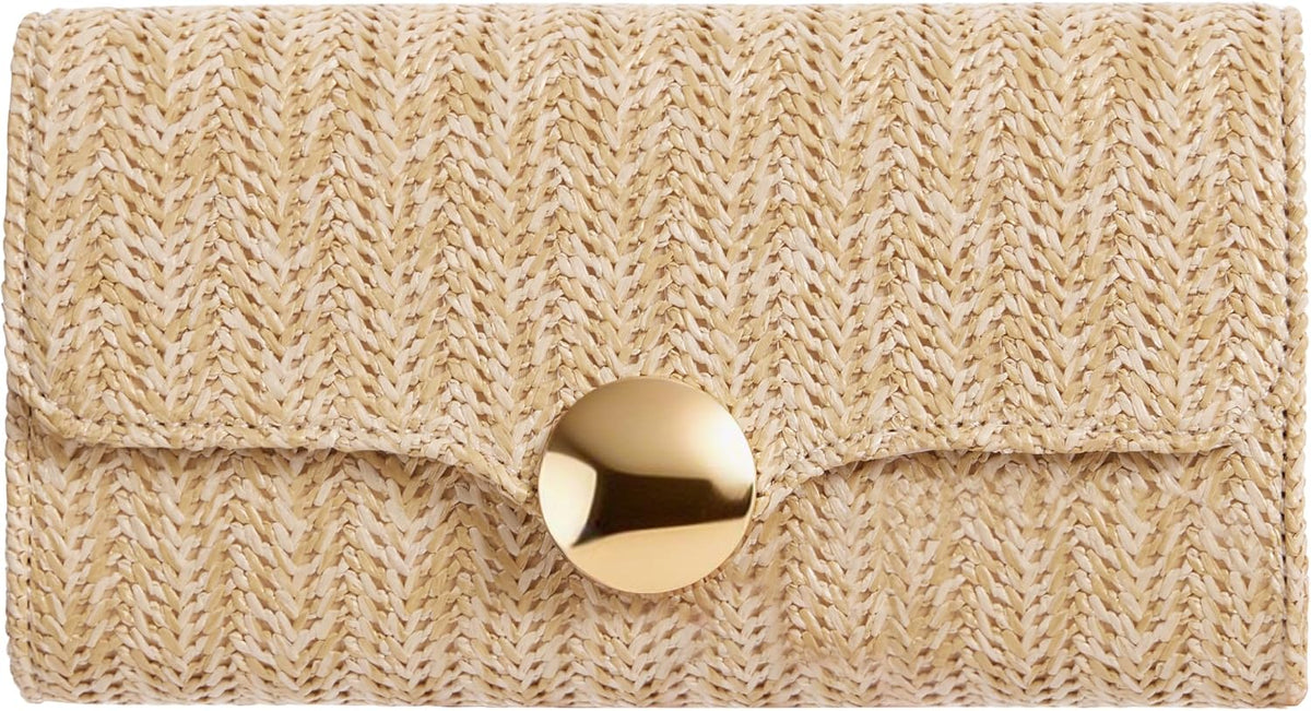 Elegant Clutch Purse for Women Straw Clutch Formal Evening Bag for Wedding Party Dinner.
